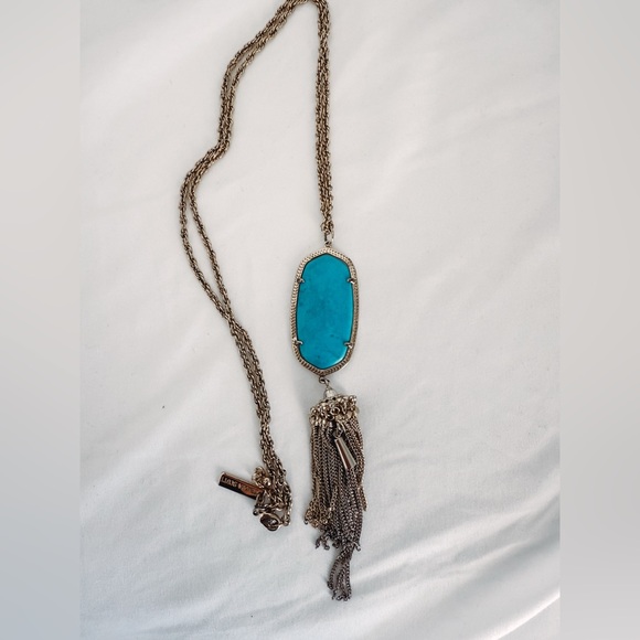Kendra Scott Turquoise Pendant Necklace with Gold Tassel - Picture 2 of 4